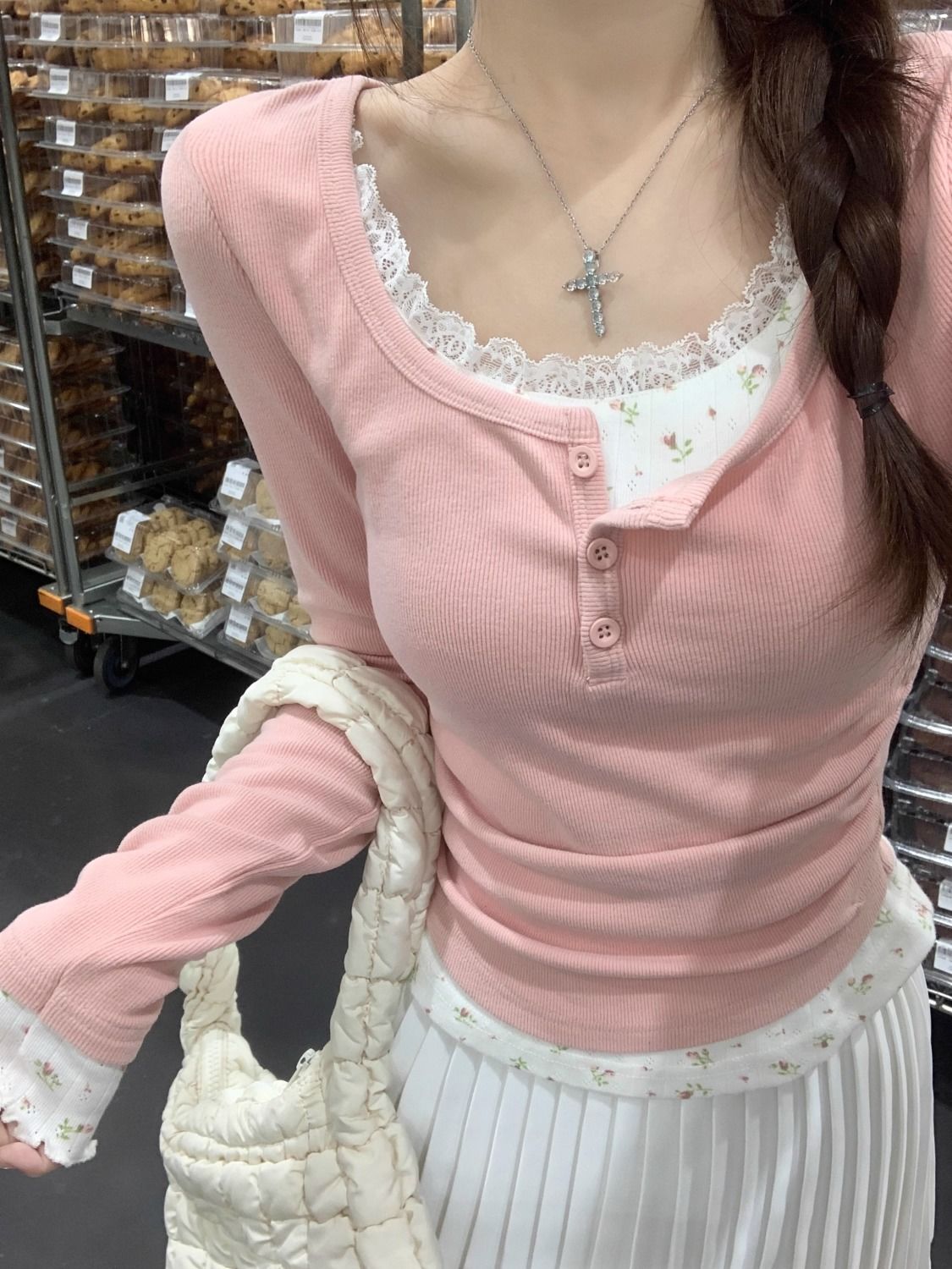 2026 Pink Floral Two-piece Cre - Undershirt Crew Neck review and price