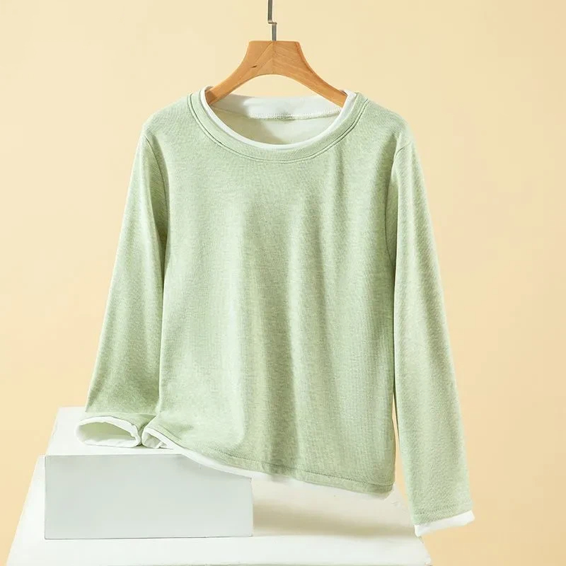 Women Plus Size Fake Two Piece - Undershirt Crew Neck review and price