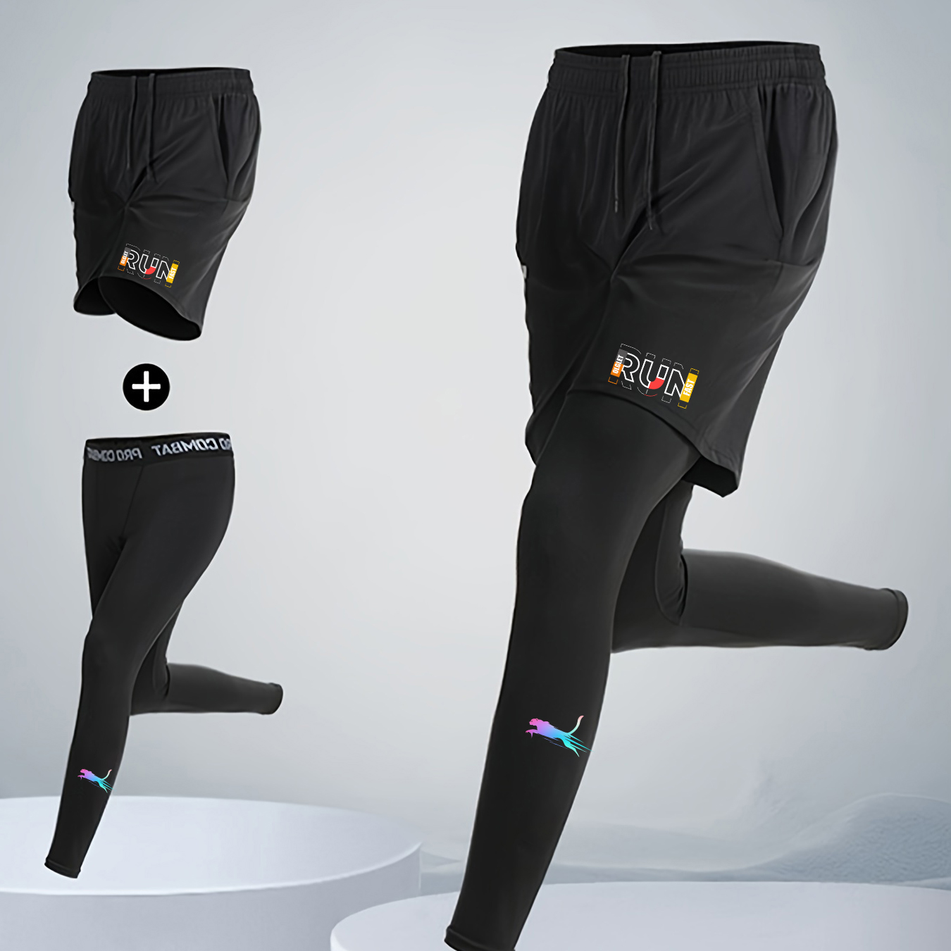 Men's Running Jogging 2 Piece  - Compression Shorts Athletes review and price